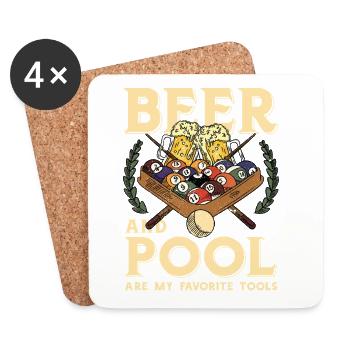 Bière et piscine – outils favoris - Dessous de verre (lot de 4) - blanc - Devant
