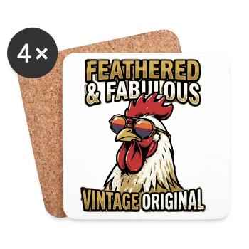 Vintage Rétro Original à Plumes et Fabuleux - Dessous de verre (lot de 4) - blanc - Devant