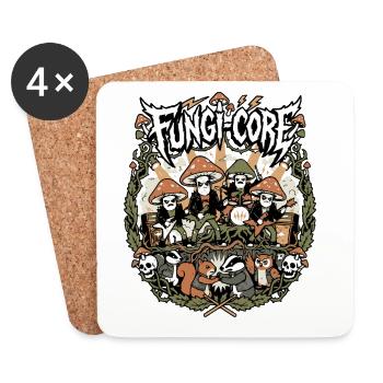 Fungi Core Mushroom Rock Band Motif - Coasters (set of 4) - white - Front