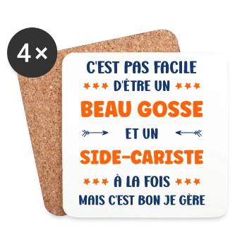 Beau Gosse et Sidecariste Je Gere - Dessous de verre (lot de 4) - blanc - Devant