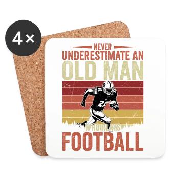 Ne sous-estimez jamais un vieil homme qui joue au football - Dessous de verre (lot de 4) - blanc - Devant