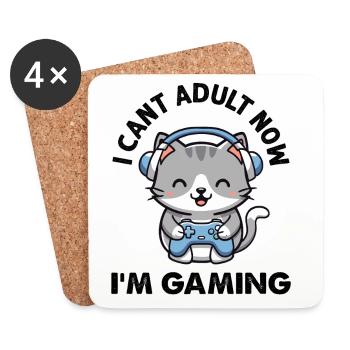 I cant Adult now I'm Gaming funny Gamer Cat - Untersetzer (4er-Set) - Weiß - Vorne