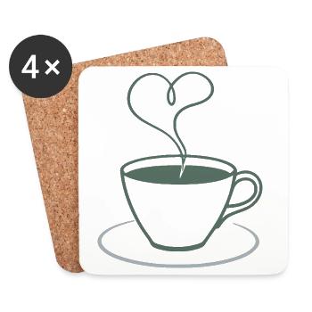 Illustration du café à la vapeur de cœur - Dessous de verre (lot de 4) - blanc - Devant