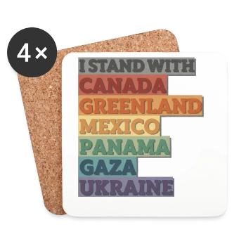 Solidarité avec le Canada, le Groenland, Gaza, l’Ukraine - Dessous de verre (lot de 4) - blanc - Devant