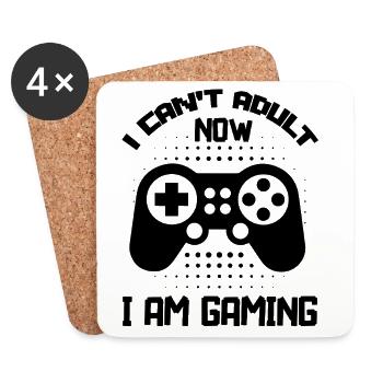 I can't Adult now I'm Gaming funny Gamer Sayings - Coasters (set of 4) - white - Front