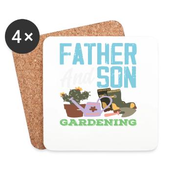 Vater Sohn Pflanzenliebhaber Gartenarbeit - Untersetzer (4er-Set) - Weiß - Vorne