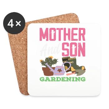 Mutter Sohn Gartenarbeit Garten Pflanzenliebhaber - Untersetzer (4er-Set) - Weiß - Vorne