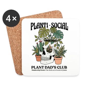Planti-Social Plant Dad's Club - Untersetzer (4er-Set) - Weiß - Vorne