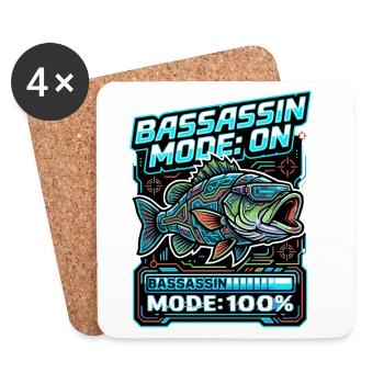Bassassin Mode On Fishing Mode 100 Percent - Coasters (set of 4) - white - Front