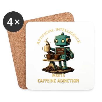 Coffee Robot – Artificial Intelligence Meets Koff - Coasters (set of 4) - white - Front