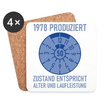 1978 Geboren 50. Geburtstag Auto Tuning - Untersetzer (4er-Set) - Weiß - Vorne