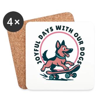 Zitat zum Schlittschuh-Deutschen Schäferhund 2026 - Untersetzer (4er-Set) - Weiß - Vorne