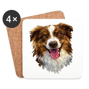 Australian Shepherd – Geometrisches Dog Art Design - Untersetzer (4er-Set) - Weiß - Vorne