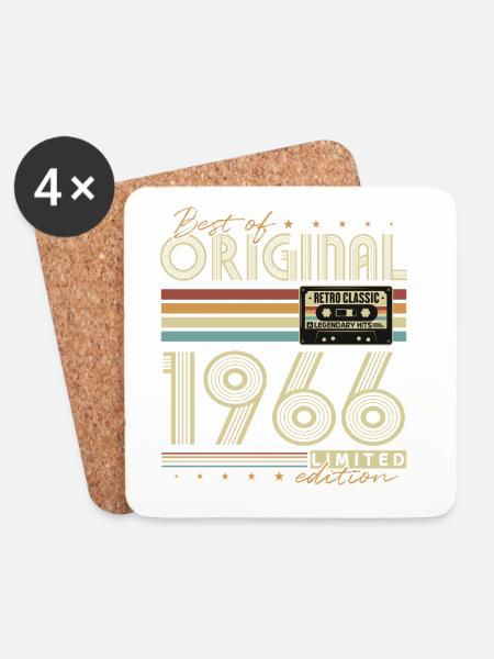 Original 1966 Jahrgang Vintage Geburtstag Retro - Untersetzer (4er-Set) - Weiß
