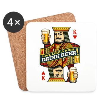 Live Like a King – Drink Beer! - Untersetzer (4er-Set) - Weiß - Vorne