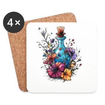 Flower bottle in a blaze of colour - Coasters (set of 4) - white - Front