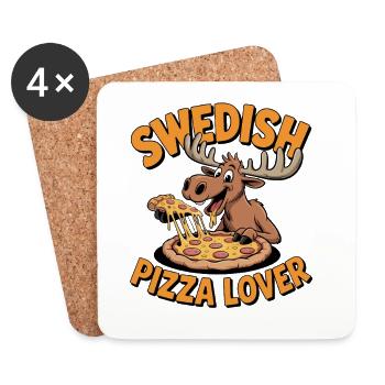 Swedish Pizza Lover Funny Moose with Pizza for - Coasters (set of 4) - white - Front