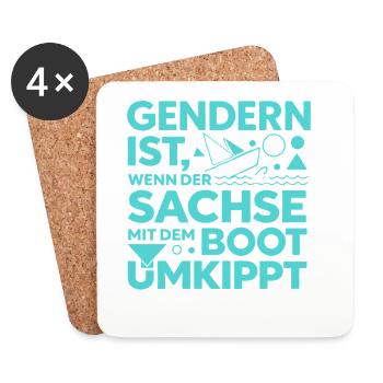 Gendern Saxon Boot Overturns Dialect Joke - Coasters (set of 4) - white - Front