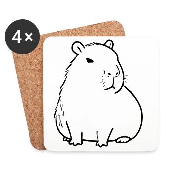 Capybara capybara black - Coasters (set of 4) - white - Front