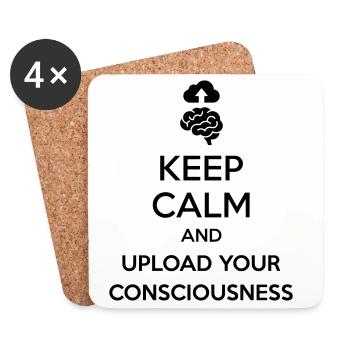 Upload Your Consciousness - Sarcastic Tech Joke - Coasters (set of 4) - white - Front
