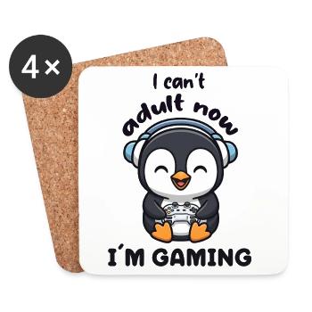 I cant Adult now I'm Gaming funny Gamer Penguin - Untersetzer (4er-Set) - Weiß - Vorne