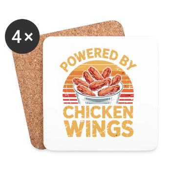 Ailes de poulet BBQ Fast-food Humour - Dessous de verre (lot de 4) - blanc - Devant