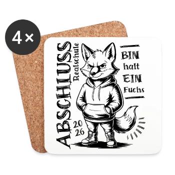 Realschule Abschluss 2026 - Bin halt ein Fuchs - Untersetzer (4er-Set) - Weiß - Vorne