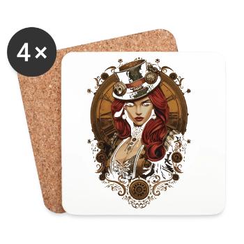Steam Punk Schöne Frauen Steampunk - Untersetzer (4er-Set) - Weiß - Vorne