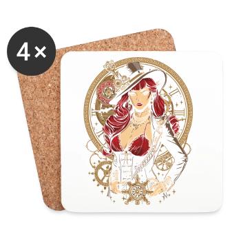 Steam Punk Schöne Frauen Steampunk - Untersetzer (4er-Set) - Weiß - Vorne
