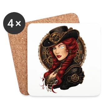 Steam Punk Schöne Frauen Steampunk - Untersetzer (4er-Set) - Weiß - Vorne