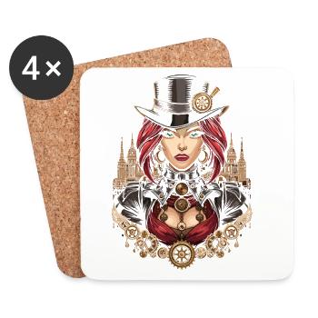 Steam Punk Schöne Frauen Steampunk - Untersetzer (4er-Set) - Weiß - Vorne
