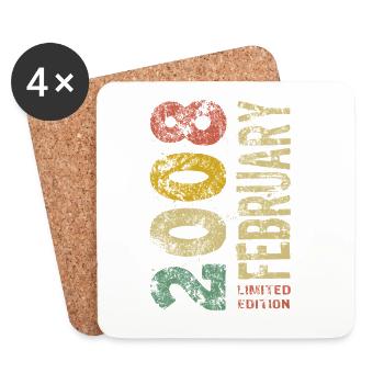 Limited Edition February 2008 Birthday Gift - Coasters (set of 4) - white - Front