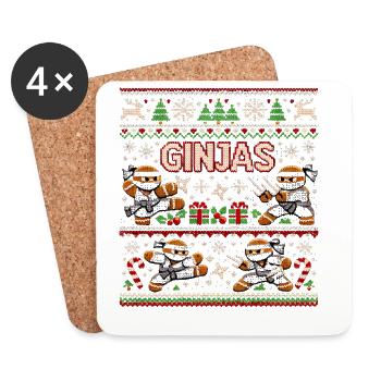Ginjas Lebkuchen-Weihnachtspullover - Untersetzer (4er-Set) - Weiß - Vorne