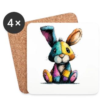 Patchwork Bunny Colorful - Coasters (set of 4) - white - Front