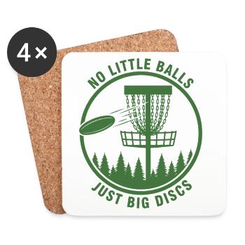 Keine kleinen Bälle, nur große Scheiben, lustiges Discgolf - Untersetzer (4er-Set) - Weiß - Vorne