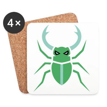 Symbole du Scarabée Vert - Dessous de verre (lot de 4) - blanc - Devant