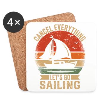 Annulez tout, Allons-y, voile, capitaine de la voile - Dessous de verre (lot de 4) - blanc - Devant