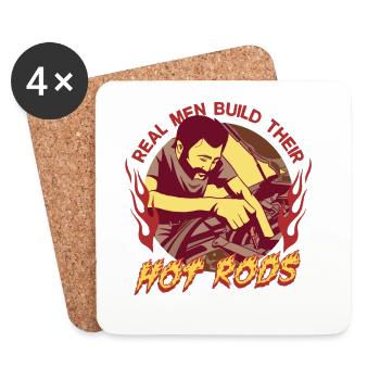 Collectionneurs vintage Vrais Hommes Construisent Leurs Hot Rods - Dessous de verre (lot de 4) - blanc - Devant
