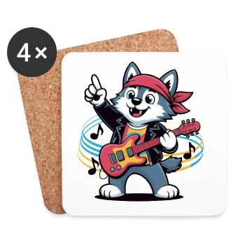 Guitare Cat - Dessous de verre (lot de 4) - blanc - Devant