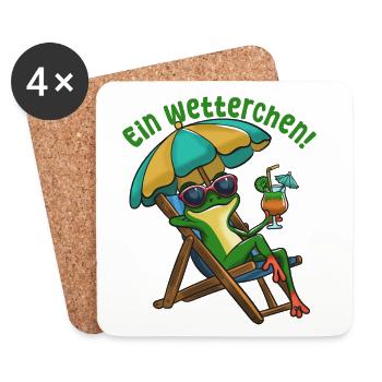 Sommerfrosch im Strandstuhl - Untersetzer (4er-Set) - Weiß - Vorne
