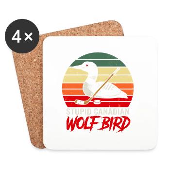 Design rétro de l’oiseau de hockey Sunset Loon - Dessous de verre (lot de 4) - blanc - Devant