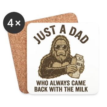 Cooler Bigfoot-Vater mit Milchkarton, lustiger Vater - Untersetzer (4er-Set) - Weiß - Vorne