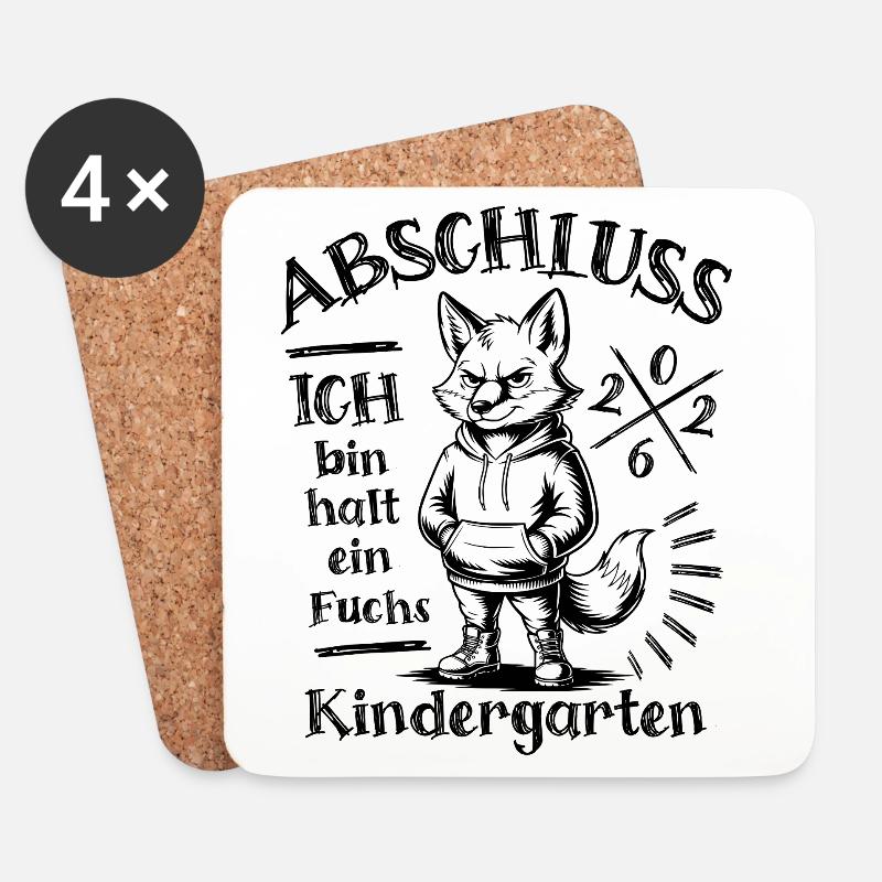 Kindergarten Abschluss 2026 Ich bin halt ein Fuchs - Untersetzer (4er-Set) - Weiß