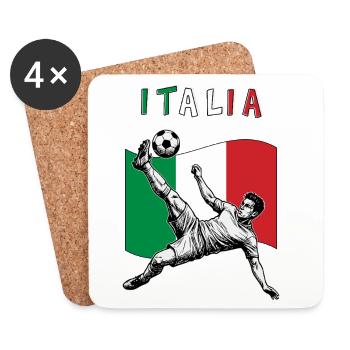 Football Italie Calcio Flag Coup de pied aérien - Dessous de verre (lot de 4) - blanc - Devant