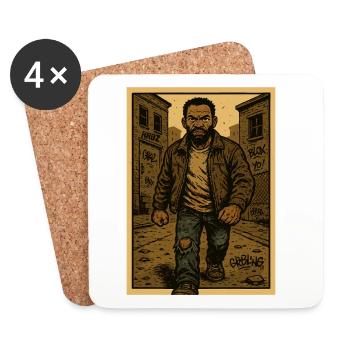 A determined man in the city - Coasters (set of 4) - white - Front