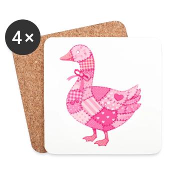 Patchwork Duck Pink - Coasters (set of 4) - white - Front