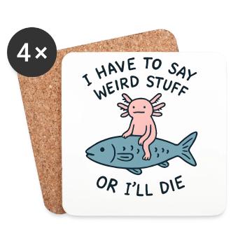 Axolotl Spruch Meme Humor Lustig Geschenkidee - Untersetzer (4er-Set) - Weiß - Vorne