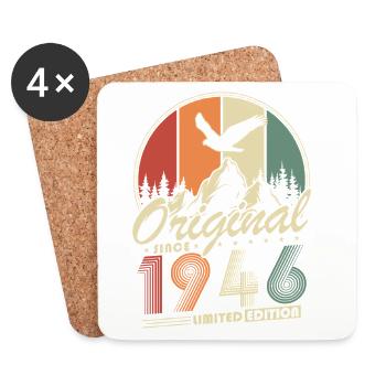 Original 1946 Jahrgang Retro Geburtstag Geschenk - Untersetzer (4er-Set) - Weiß - Vorne