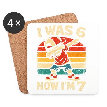 7. Geburtstag Junge 7 Jahre alt, I was 6 now Im 7 - Untersetzer (4er-Set) - Weiß - Vorne