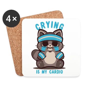 Weinen ist mein Cardio-Waschbär - Untersetzer (4er-Set) - Weiß - Vorne